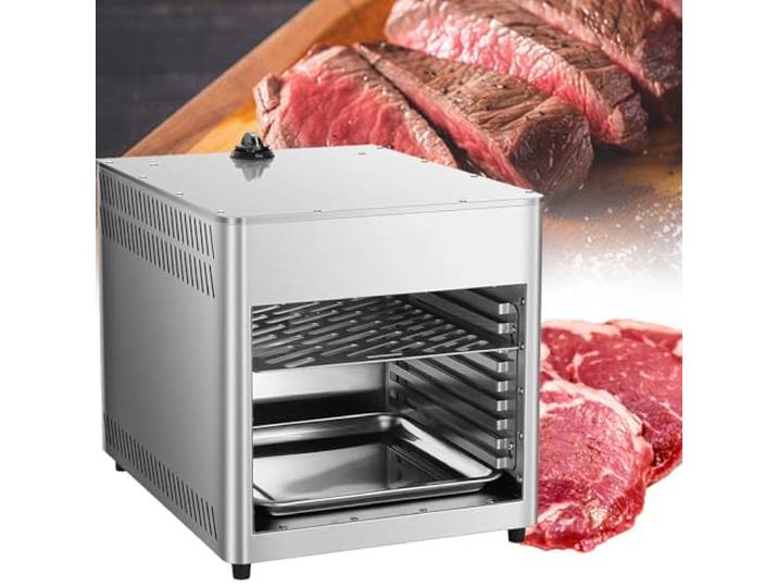Gewerblicher Gas-Steakgrill für die Arbeitsplatte, 800 °C konstante Temperatur, einstellbar für Hähnchen, Rind, Schwein und Gemü, NPJ003G