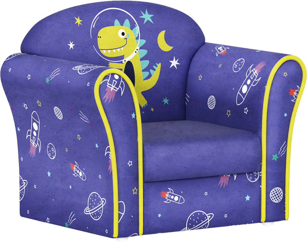 Isabelle & Max AIYAPLAY Kids Armchair Toddler Sofa Chair Bedroom Playroom, Planet Dinosaur Blue 44cm H X 39cm W X 39cm D