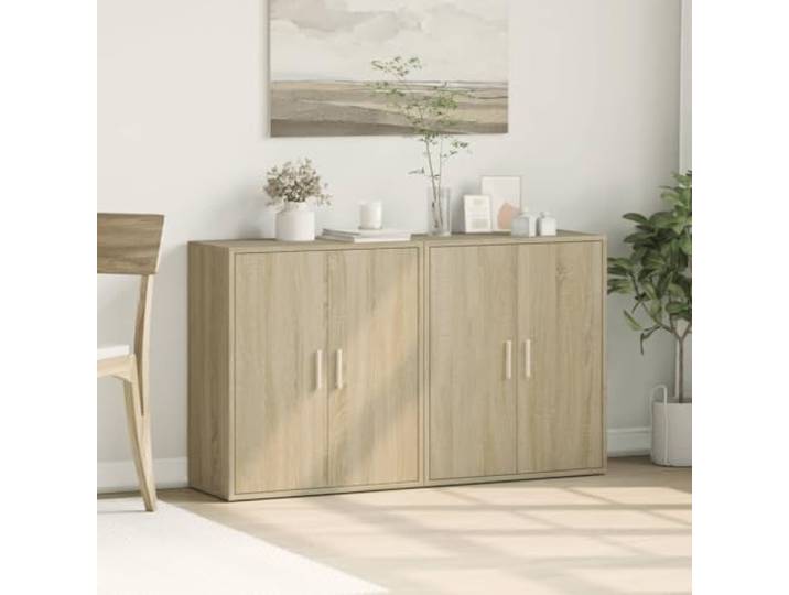 KTHLBRH Sideboards 2 Stück Eiche Sonoma 60 x 31 x 70 cm Mehrschichtholz Praktischer Platz für Zeitschriften und Bücher, glatte Oberfläche, leicht zu reinigen, max. Belastung 59 kg pro Stück
