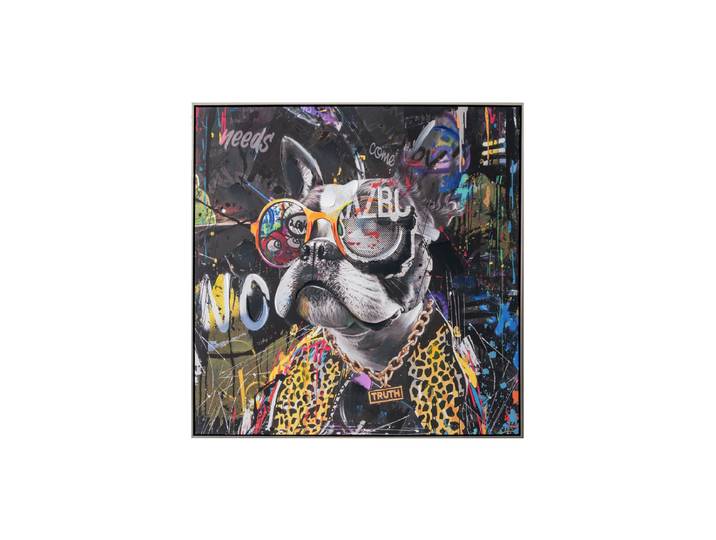 Handbemaltes, gerahmtes Bild „Rapper Dog“ 82.5 x 82.5 cm Multicolor Crea Collection