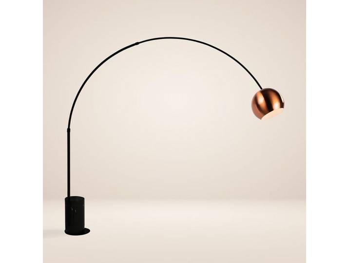 s.luce Stehlampe Ball Bogenlampe Marmor Schwarz/Kupfer, Stein, Formgebogen,Formgebogen, E27, 30x220x30 cm, Lampen & Leuchten, Innenbeleuchtung, Stehlampen, Bogenlampen