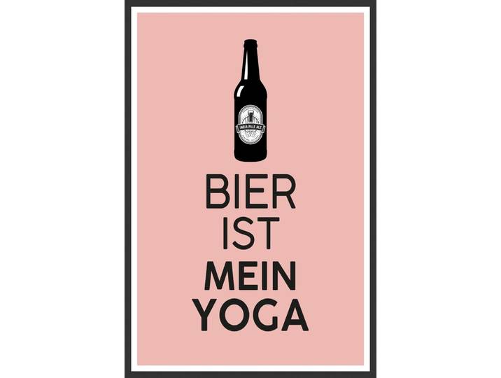 Metallbild QUEENCE Bier Yoga , schwarz (farbe bild(er): schwarz), B:30cm H:20cm, Metall, Stahl, Bilder, Metallbild, Stahlschild, Blechschild, Sprüche, Texte, witzig, Bier