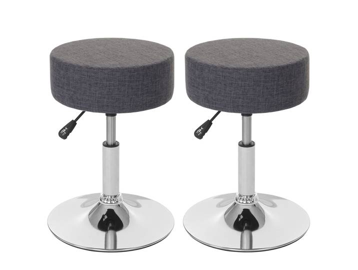 2er-Set Hocker HWC-C22, Sitzhocker Schminkhocker, höhenverstellbar Ø 35cm Textil, grau