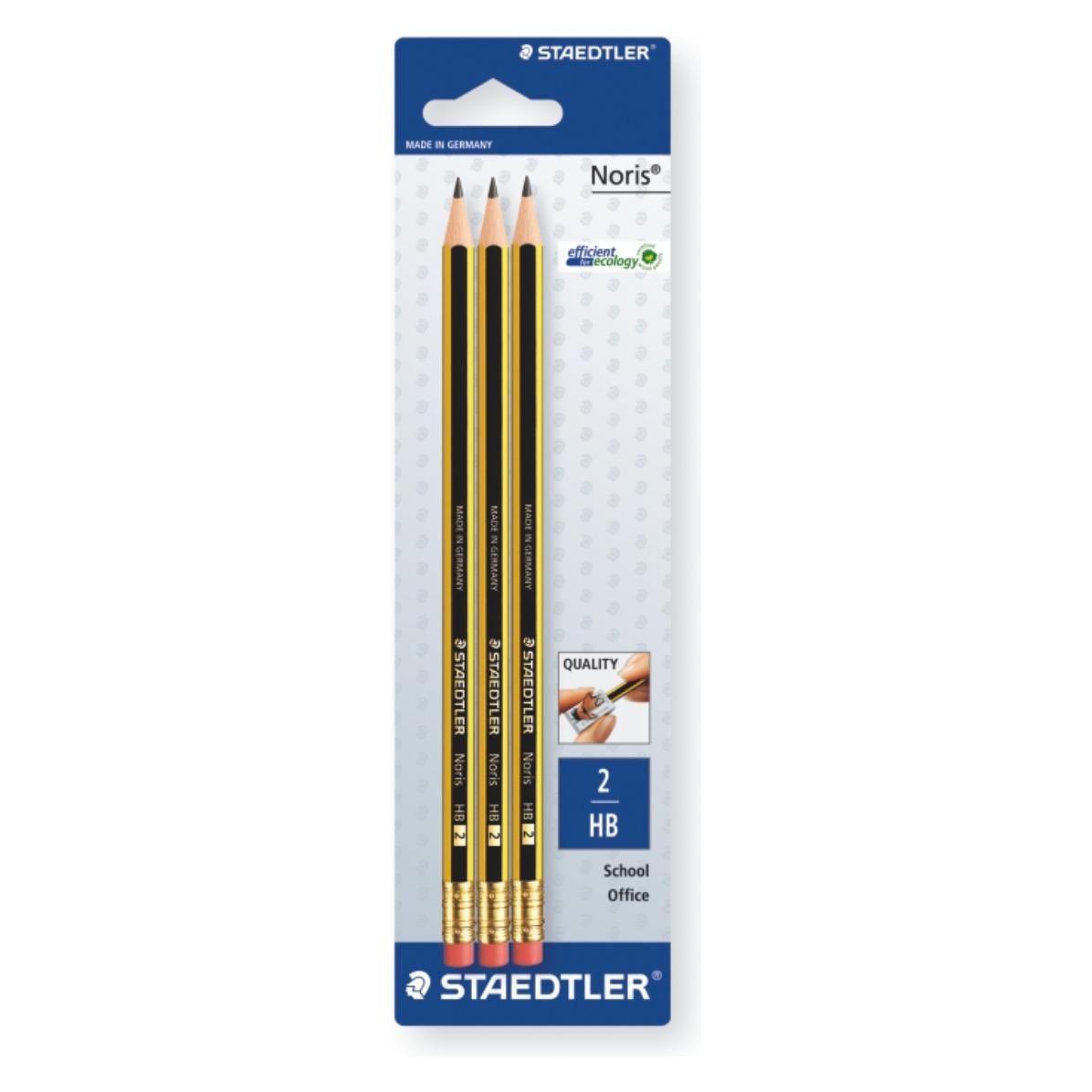 Staedtler Noris Schulbleist. 3er HB mit Radiertip (HB, 3x) (122-2BK3DA)
