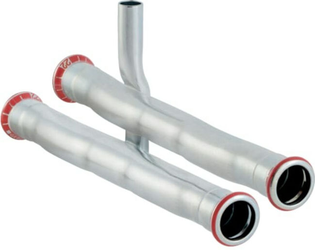 Geberit Set de raccord en T Mapress C-St. d= 18x15mm, pour retour, galvanisé extérieur (23603)