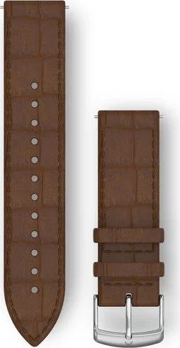 Garmin Quick Release (20 mm) Leder, Dark Brown Embossed - Silver