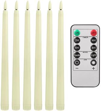 Uplift Treasures LED Flameless Ivory Taper Candles With Remote And 3D Flickering Wick ivory 18pcs