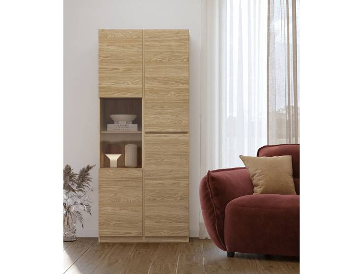 Buffet vitrine 79 x 188 x 40cm Bois/Marron/Imitation chêne
