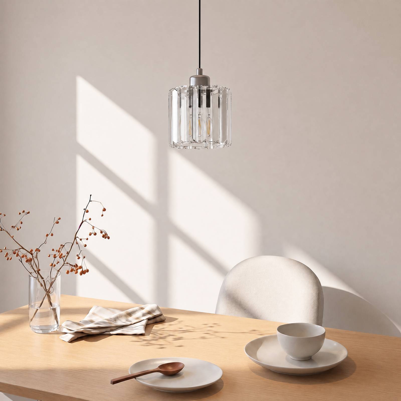 Hängelampe Yakops Opviq, dimmbar, chrom / silber, für Wohn- / Esszimmer, Glas, Pendelleuchte