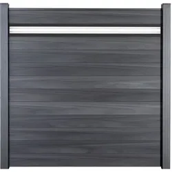 GroJa Solid Steckzaun Sichtschutzzaun mit 30 cm ESG-Glas Designeinsatz Steingrau co-extrudiert Sichtschutz Steckzaun Lamellenzaun