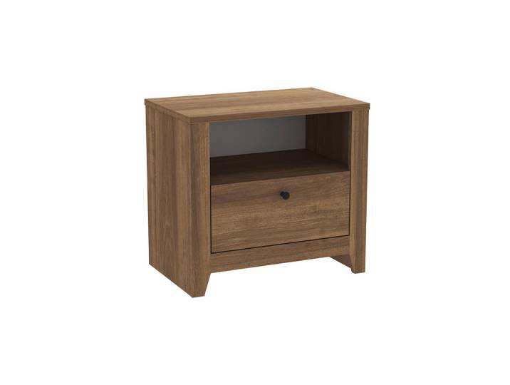Livetastic Nachttisch Bled Nachttisch, Walnuss, Holzoptik, 55x35x50 cm, einfacher Aufbau, Schlafzimmer, Nachttische