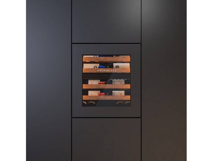 Swisscave Einbauweinkühlschrank WIB-60DFP.. 2-Zonen Weinkühlschrank, 60cm, 26 Flaschen, Panel ready, für 26 Standardflaschen á 0,75l,Panel Ready Design, umschaltbare Beleuchtung in Weiß, Blau, Amber.