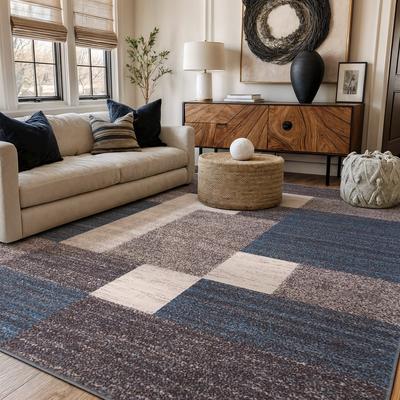 World Rug Gallery Modern Boxes Design Non-slip (Non-skid) Area Rug