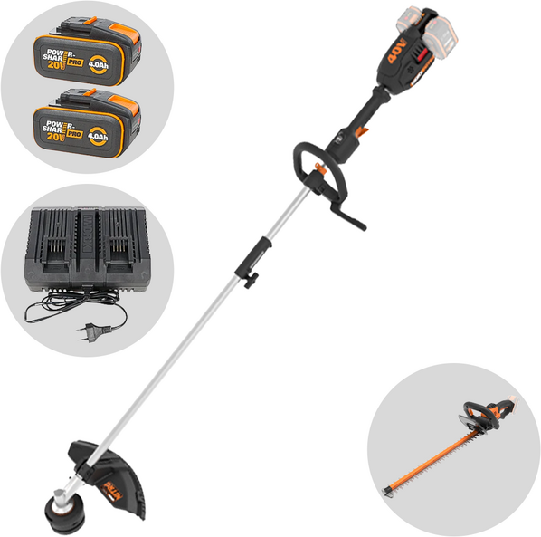 Worx NITRO WG186E - Decespugliatore multifunzione a batteria - 2x20V/4Ah