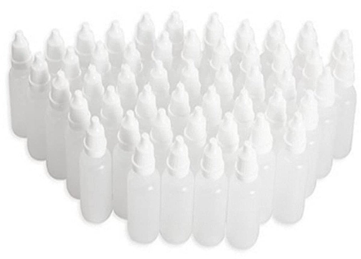 Dailygoods Set van 50 lege plastic druppelflesjes van 5 ml met schroefdop