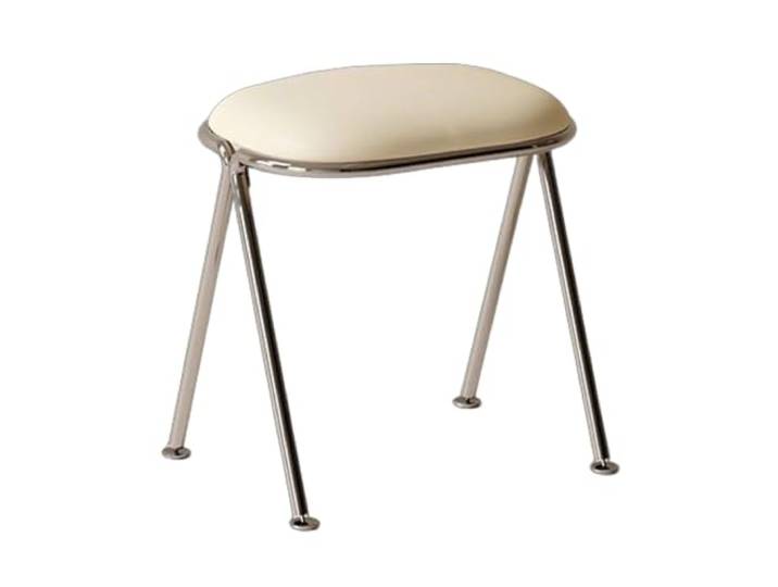 Moderner Schminkhocker Aus Pu-Leder, Rechteckiger Schminkstuhl Beine aus Edelstahl, gepolsterter Ottoman, geeignet for Schlafzimmer, Wohnzimmer, Eingangsbereiche und kleine(White)