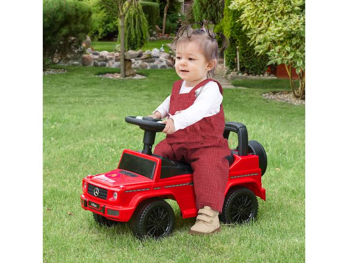 HOMCOM Camion Pousseur Enfants Mercedes Coffre Klaxon Rouge
