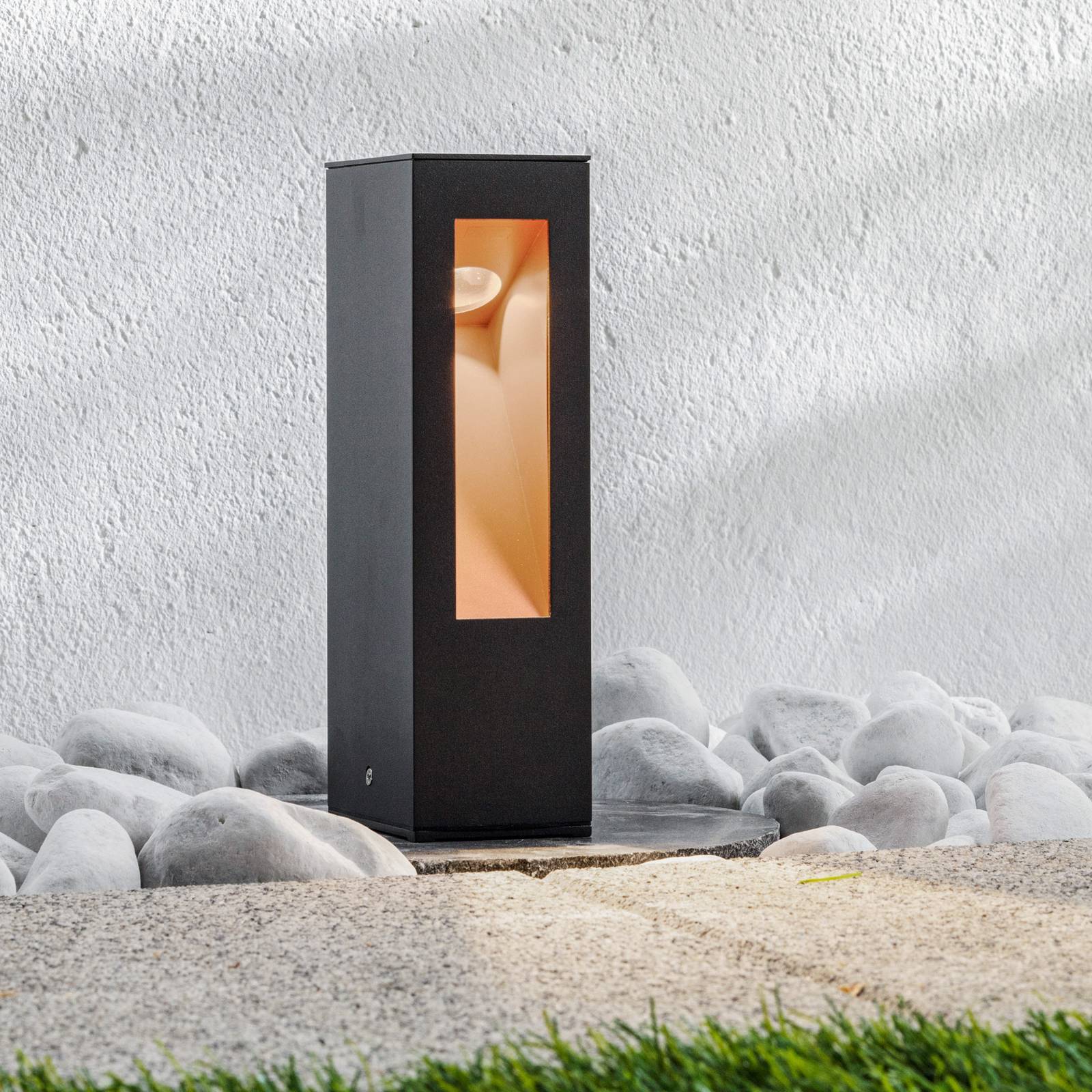 LED Sockelleuchte JENKE Lucande, schwarz, Aluminium, Modern, LED Außenleuchte