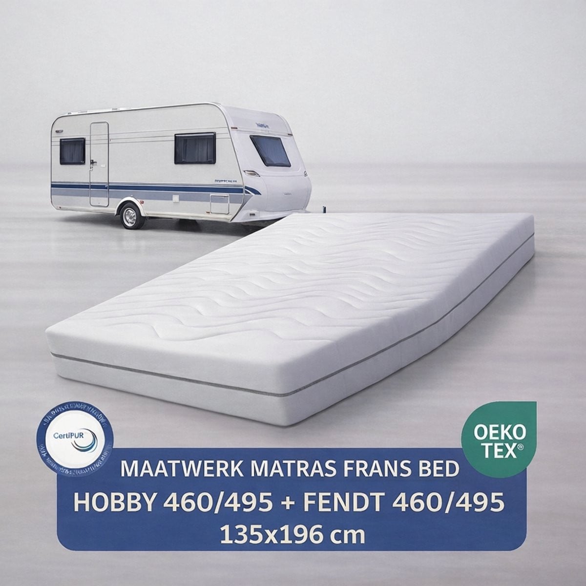 EasyBedden Venus Matras voor Fransbed of opmaat caravan, Koudschuim HR45, 135 x 196 cm, Hoogte: 20 cm