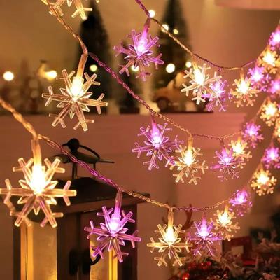 Uplifted Finds LED Christmas Snowflake String Light warm Pink 3 M 20 Led