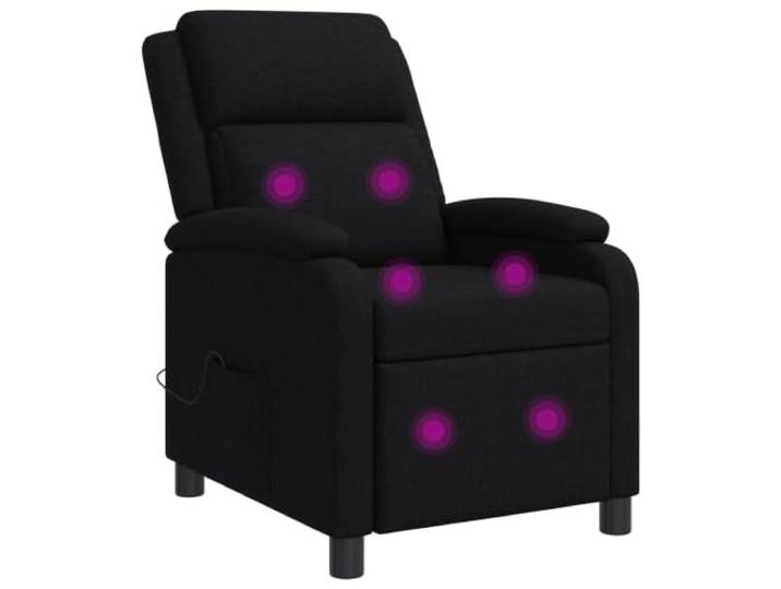 Massage Relaxsessel Schwarz Stoff Verstellbar Neigungswinkel 115° bis 160°,Gestell aus Metall und Holz,Polyesterbezug,leicht zu reinigen