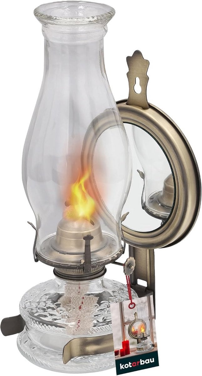 Petroleumlamp met Spiegel - Vintage Campinglamp en Lantaarn voor Binnen en Buiten