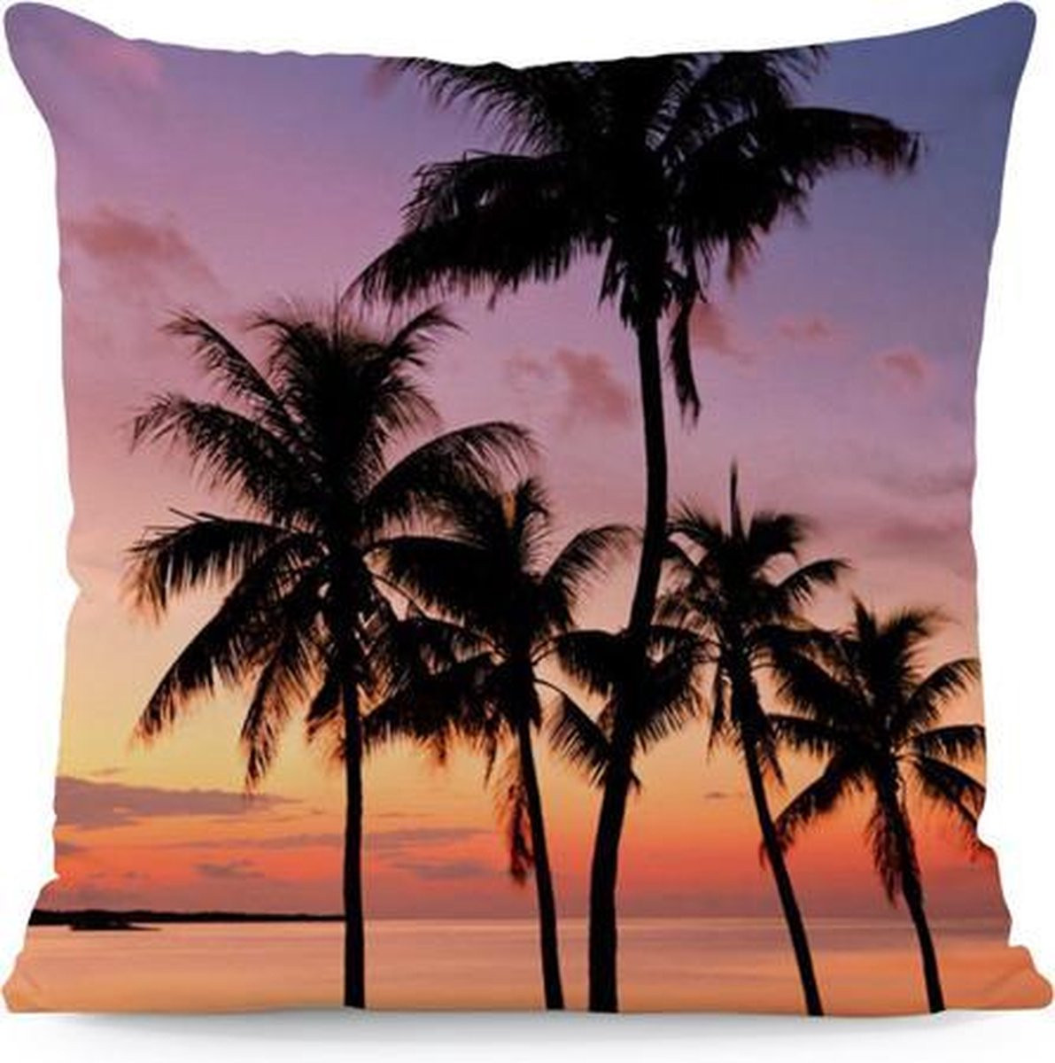 Sierkussenhoes Vintage California Sunset met palmbomen, vierkant, exclusief binnenkussen