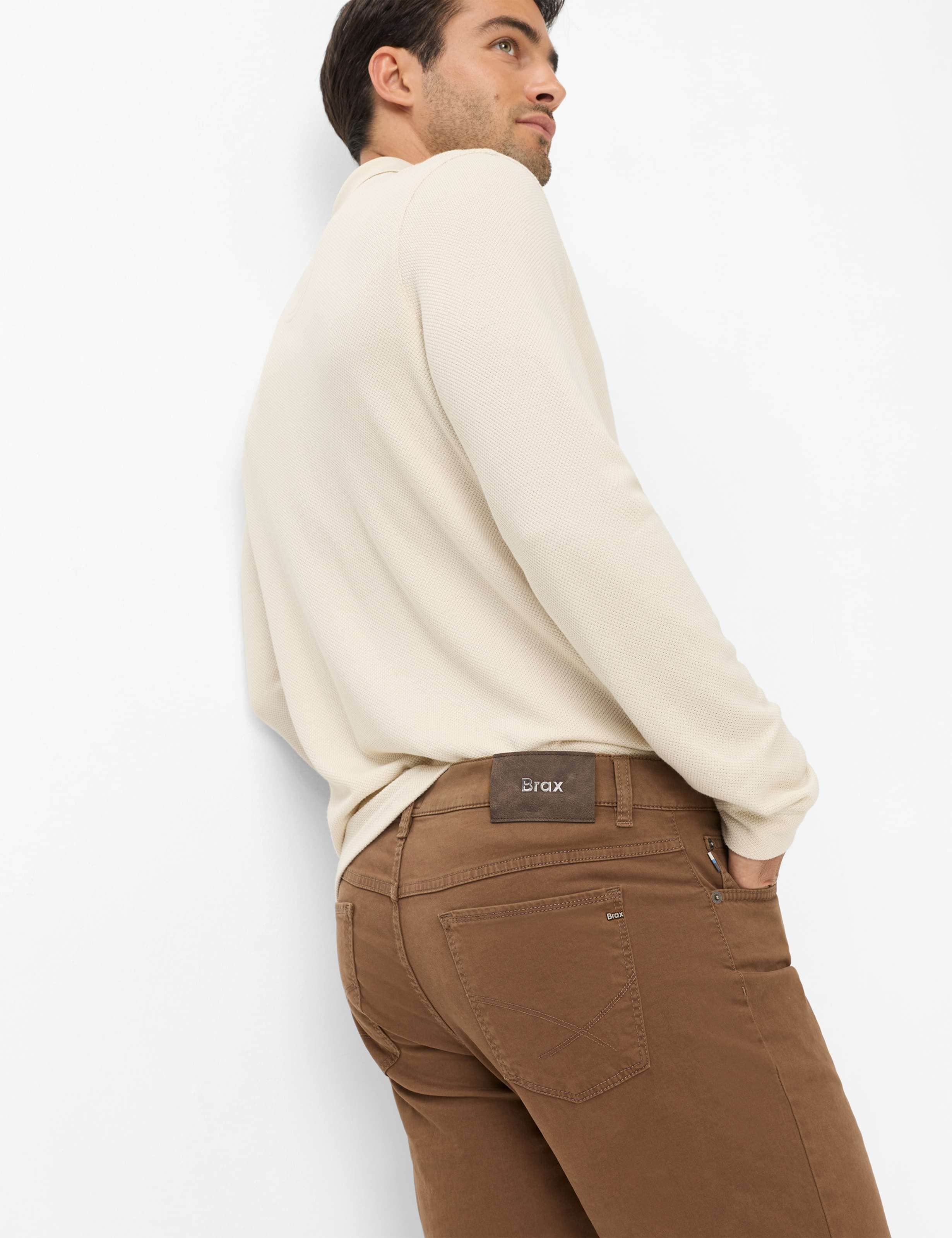 5-Pocket-Hose BRAX "Style COOPER", Herren, Gr. 32, Länge 30, braun, Web, 76% Baumwolle, 20% Lyocell, 4% Elasthan, Hosen 5-Pocket-Hose, Marathon: Five-Pocket-Hose im Regular Fit