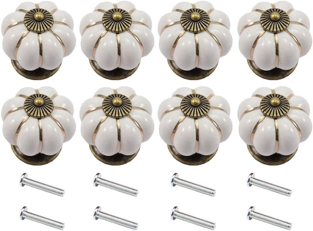 Keramische Pompoen Handvat Knoppen voor Meubels (8 Stuks)