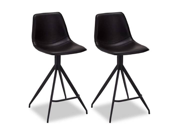 Feeling4Home Barhocker Lebas 2er-Set aus Kunstleder - drehbar mit Metallgestell, Schwarz (2er Set), Kunstleder-Barhocker mit offenem Metallgestell