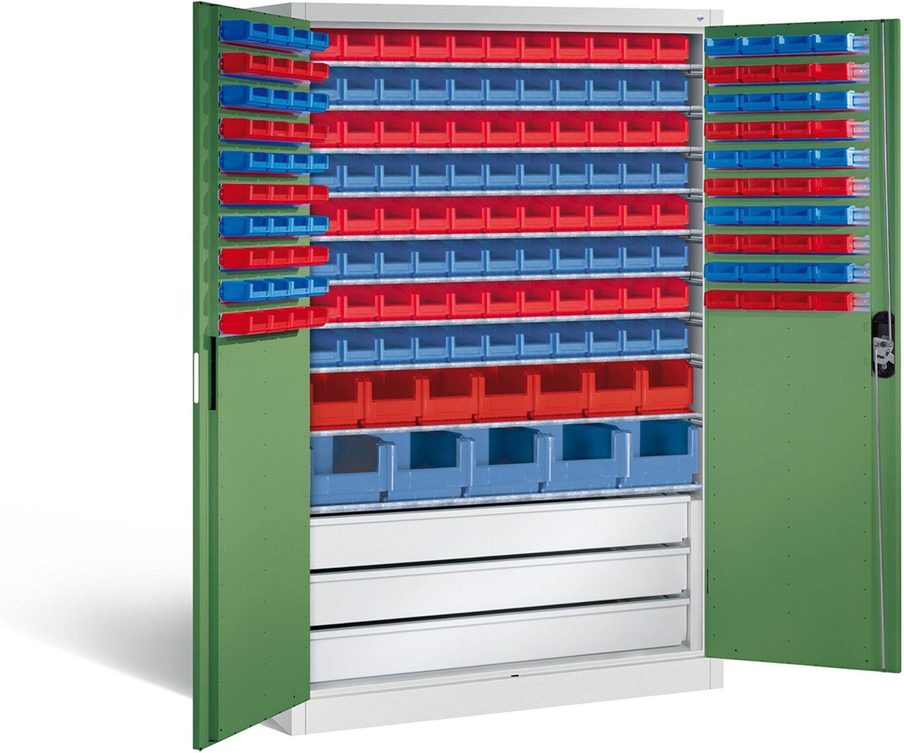 C+P Magazinschrank Acurado, H1950xB1200xT500mm, Front Resedagrün, Korpus Lichtgrau (8931-501) ; C + P Möbelsysteme (8931-501 S10063)
