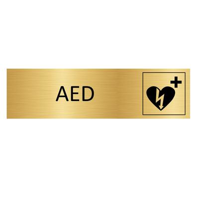 CombiCraft Aluminium Türschild Gold AED 165x45mm mit 3M-Tape