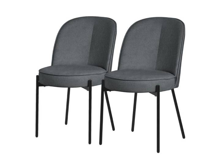 Lot de 2 chaises de salle à manger ML-Design anthracite polyester structure métal dossier arrondi