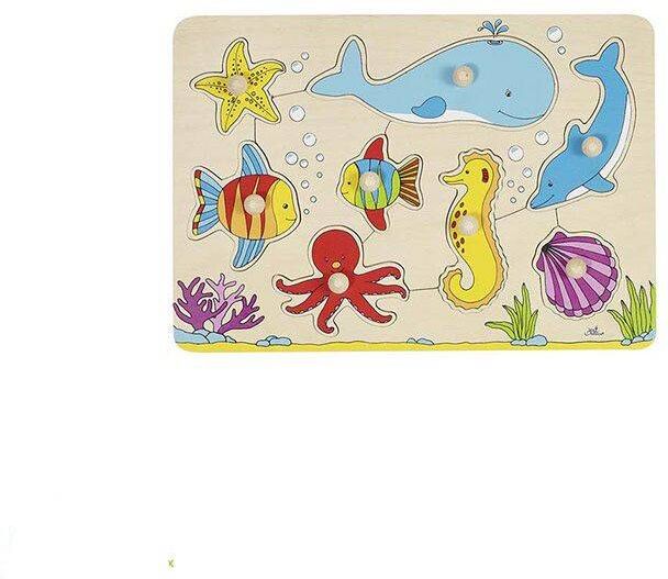 Puzzle à boutons en bois poissons de mer 8 éléments - Goki