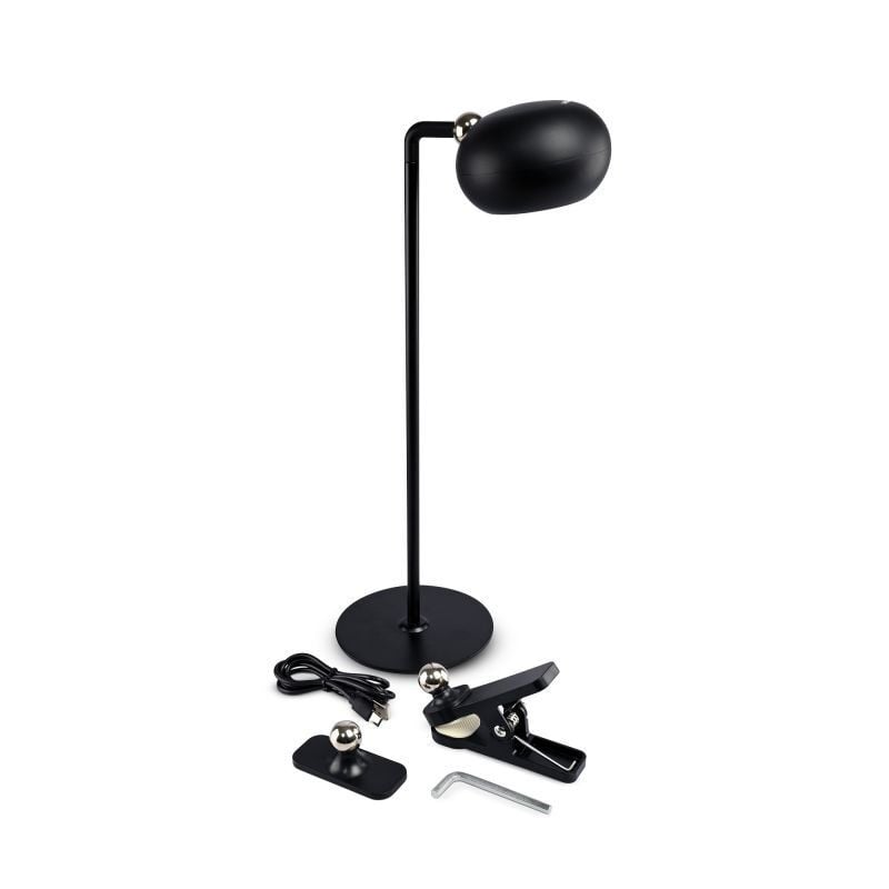 Videx Universele oplaadbare LED clip-on bureaulamp, 3W, 300lm, zwart