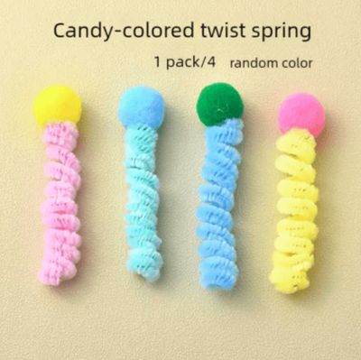 Inspire Curations SpringBounce Colorful Cat Toy Springs Interactive Jump & Chase Set random Color 4pcs