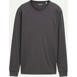 Basic Langarmshirt mit Logo-Stickerei Grau 3XL