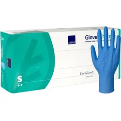 Nitrilhandschuhe Abena Excellent 30 cm lang blau S Gr. 6-7 puderfreie unsterile Nitrilhandschuhe, 100 Stück/Box