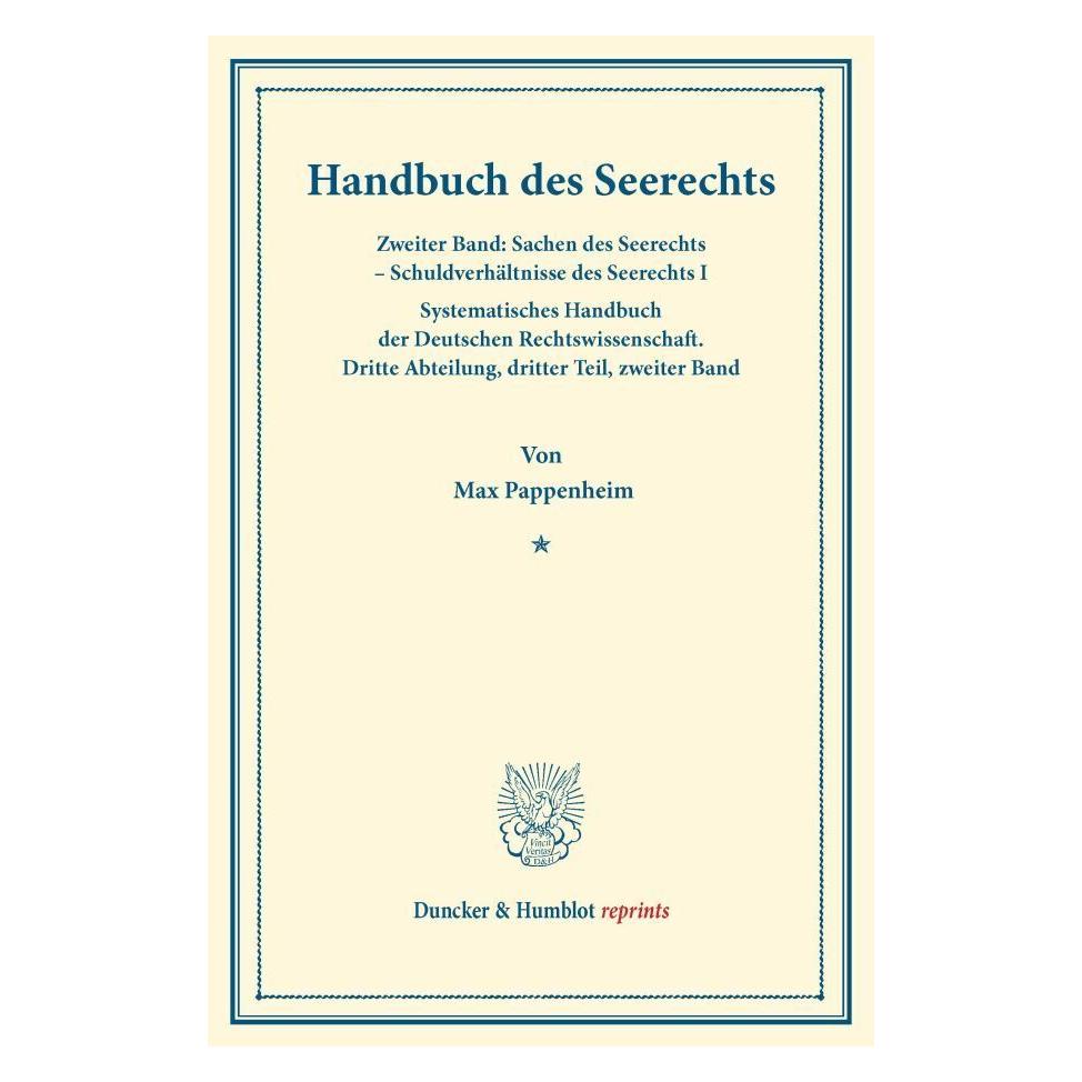 Duncker & Humblot Handbuch des Seerechts. (Deutsch, Softcover, Max Pappenheim) (55524758)