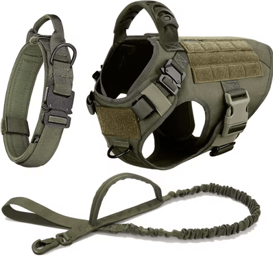 Uplift Curations Large Dog Harness And Leash Set Training Walking Vest For German Shepherds And Malinois m green Set