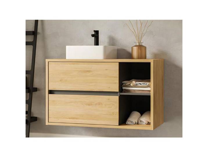 Meuble sous vasque suspendu coloris naturel - 100 cm - PURNAL