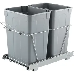 VEVOR ausziehbarer Mülleimer (35 Qt + 35 Qt) für Küchenschränke, doppelter Mülleimer unter der Spüle, Müllbehälter für unter die Spüle, mit robustem Vollauszug-Schiebesystem aus Metall & Griff