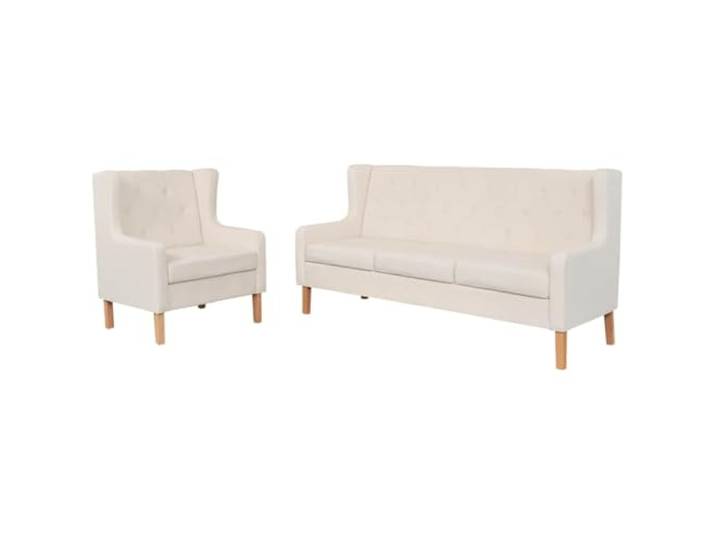 HEFZGDB 2-TLG. Sofa-Set Stoff Cremeweiß mit Massivholz-Rahmen und Polyesterbezug – Bequeme Sofagarnitur für Wohnzimmer Entspannen Fernsehen Lesen Stabilität Langlebigkeit Einfache