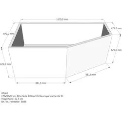 Badewannenträger passend für Riho Geta rechts 170 × 90 × 52 cm