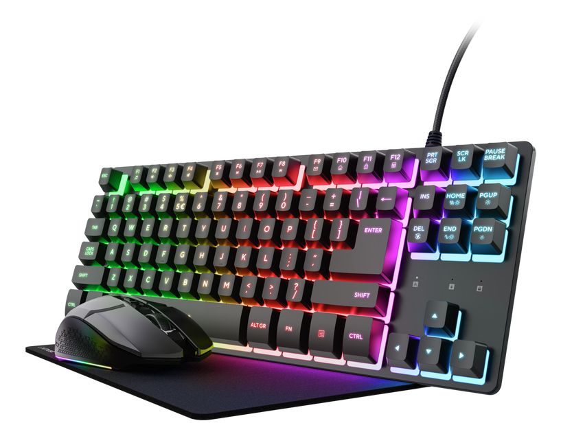 Trust GXT794 3-in-1 Gaming RGB-LED Gaming Tastatur USB (Schwarz) 25917