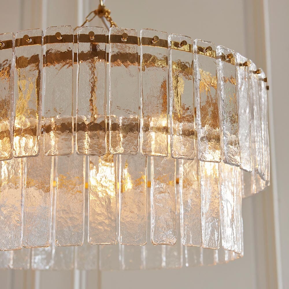 Daphne Gold & Rippled Glass 5 Light Chandelier