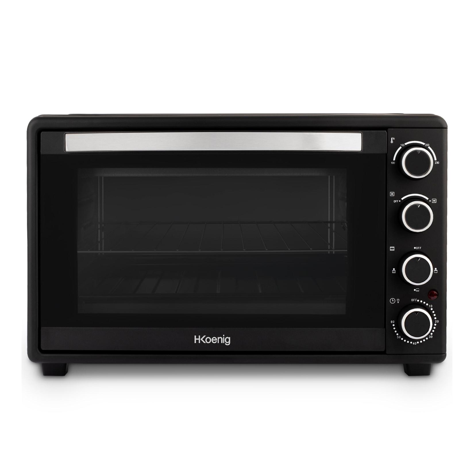H.Koenig elektrischer Mini-Backofen FO45, 45 Liter, Multifunktionell, Leistungsstark 1500W, 6 Modi