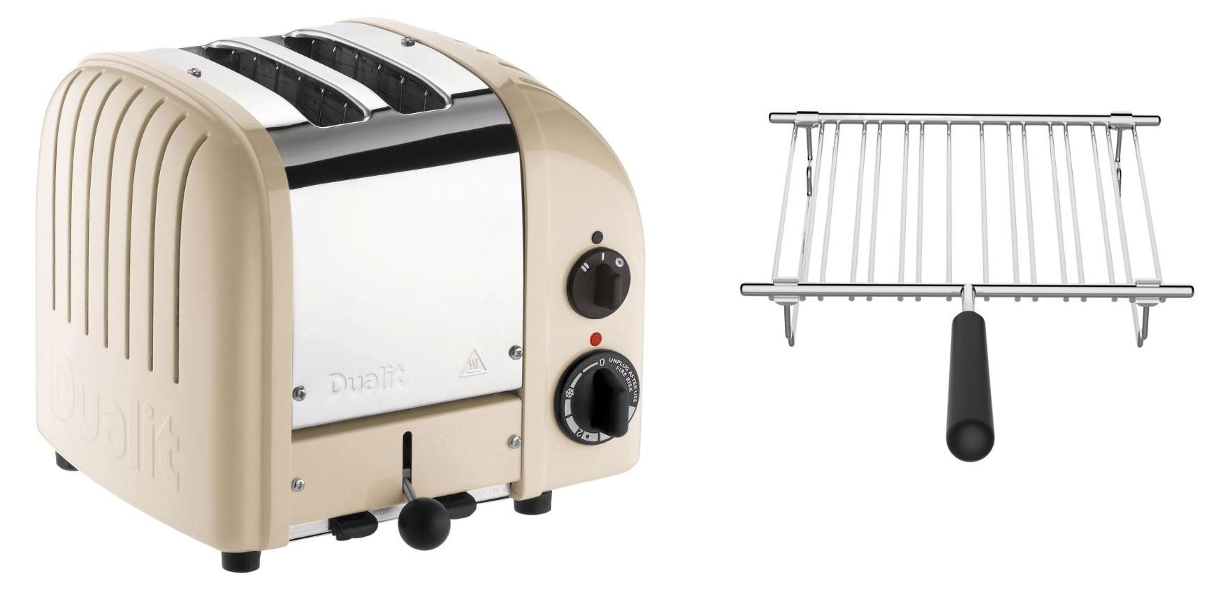 Dualit Toaster Paket 1, 2er Toaster mit Brötchenaufsatz Creme