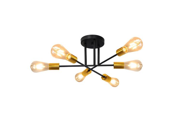 Nettlife Deckenleuchte Rheta 6-flammig 45/45/17 cm, Schwarz, Metall, E27, 45x17x45 cm, Lampen & Leuchten, LED Beleuchtung, LED-Deckenleuchten