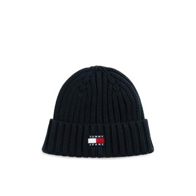 Beanie TOMMY JEANS "TJW HERITAGE CORE", Damen, schwarz (dunkelblau), Strick, Baumwolle, Mützen Beanie